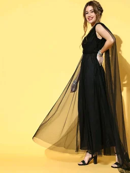 Women Attractive Peach Solid One-Shoulder Dress - 5XL, Black