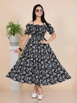 Women Gown Light Blue Maxi/Full Length Dress - S, Black