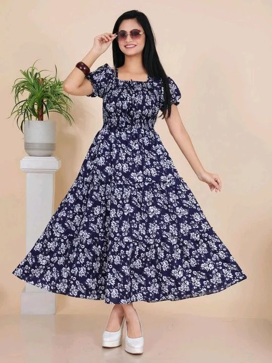 Women Gown Light Blue Maxi/Full Length Dress - XL, Dark Blue