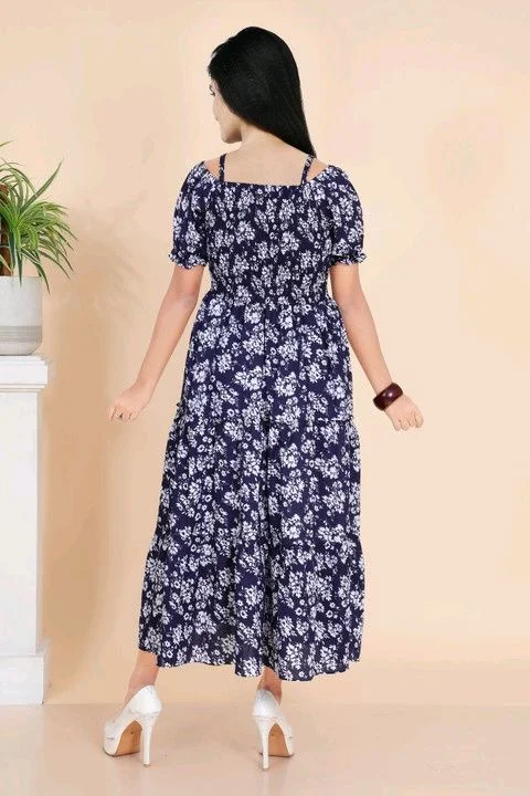 Women Gown Light Blue Maxi/Full Length Dress - XL, Dark Blue