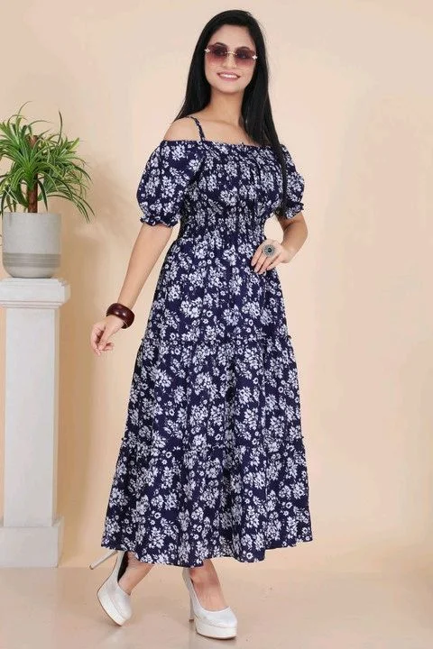 Women Gown Light Blue Maxi/Full Length Dress - XL, Dark Blue