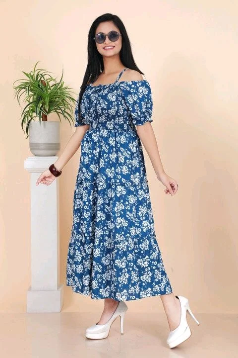 Women Gown Light Blue Maxi/Full Length Dress - XL, Cloud Burst