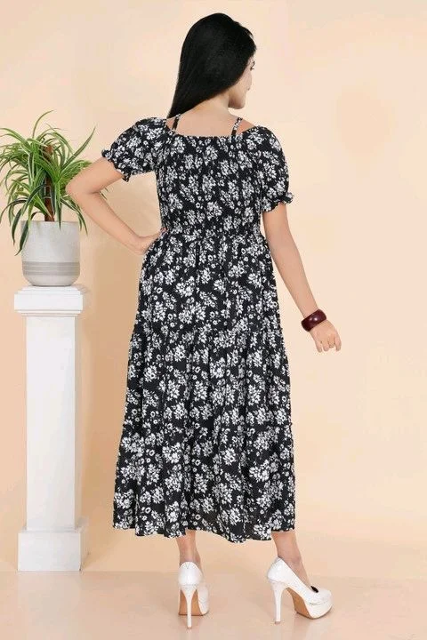 Women Gown Light Blue Maxi/Full Length Dress - XXL, Black