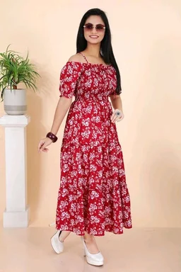 Women Gown Light Blue Maxi/Full Length Dress - XXL, Maroon
