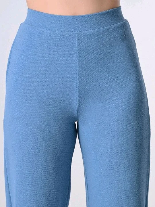 Women Relaxed Blue Cotton Blend Trousers - M, Danube