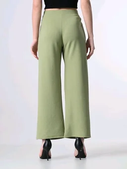 Women Relaxed Blue Cotton Blend Trousers - XL, Sage