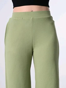 Women Relaxed Blue Cotton Blend Trousers - XL, Sage
