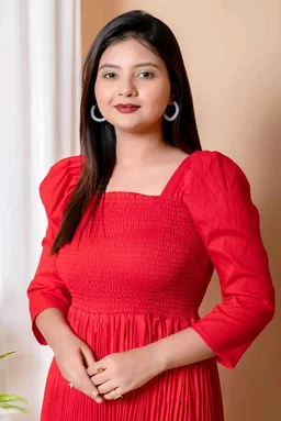 Women's Pleated Maxi Dress for Special Occasions, Square Neck, Puff Sleeves, Midi Length - L, Red