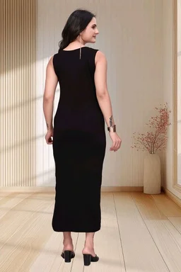 Women Bodycon Black Maxi/Full Length Dress - S, Black