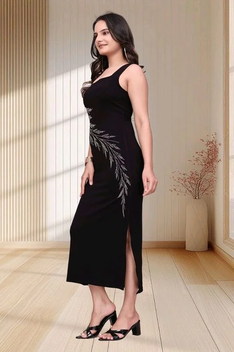 Women Bodycon Black Maxi/Full Length Dress - XS, Black