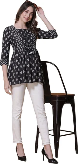 Casual Regular Sleeves Printed Women Red Top - M, Black