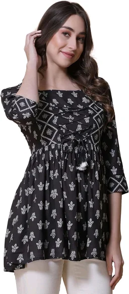Casual Regular Sleeves Printed Women Red Top - XL, Black