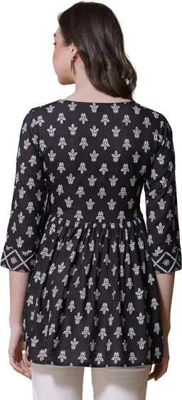 Casual Regular Sleeves Printed Women Red Top - XL, Black