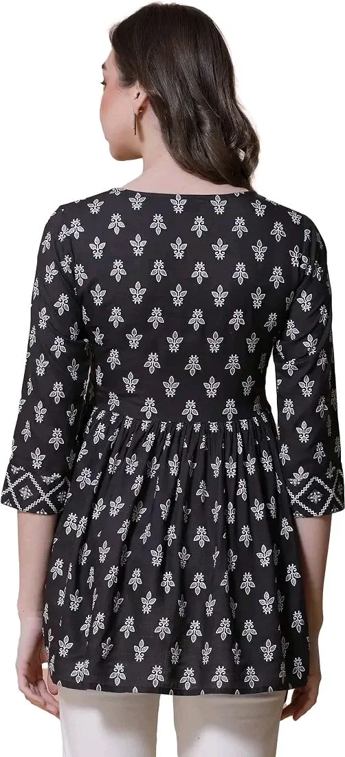 Casual Regular Sleeves Printed Women Red Top - XL, Black