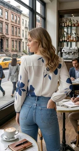 Casual Regular Sleeves Floral Print Women White, Blue Top - XL, White