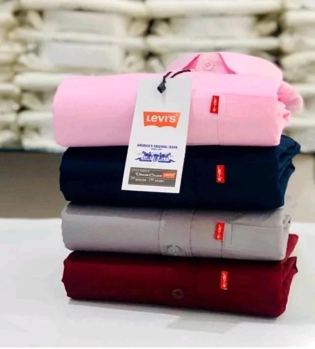 Levi Men's Premium Cotton Plain Shirt Combo (Pack of 4) - M