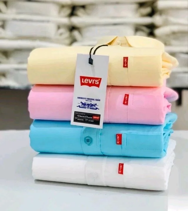 Levi Men's Premium Cotton Plain Shirt Combo (Pack of 4) - M