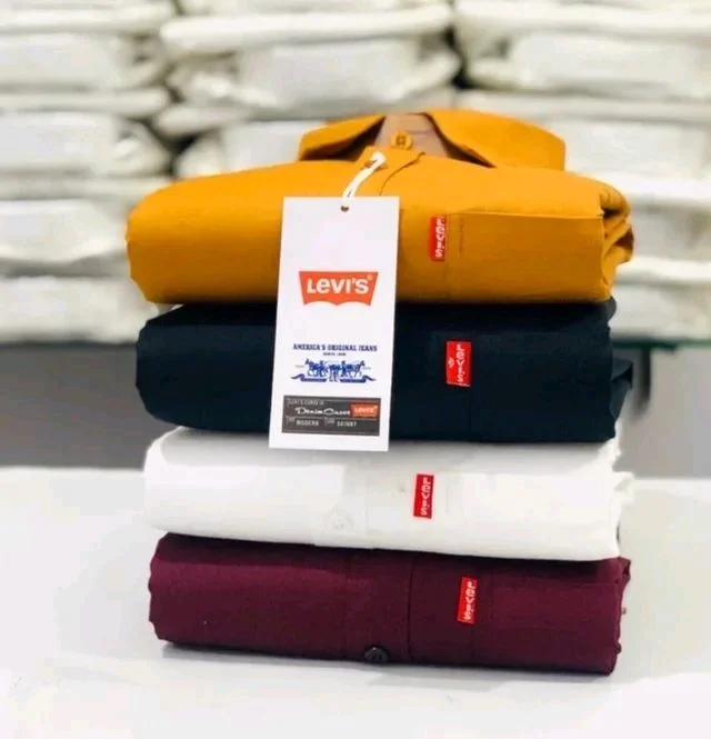 Levi Men's Premium Cotton Plain Shirt Combo (Pack of 4) - L