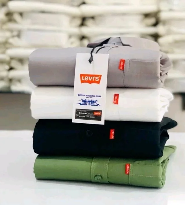 Levi Men's Premium Cotton Plain Shirt Combo (Pack of 4) - M