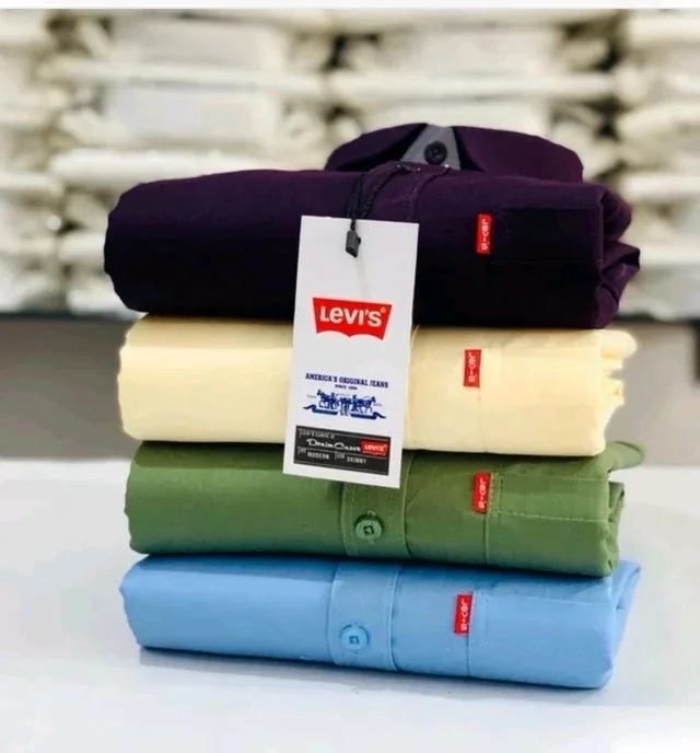 Levi Men's Premium Cotton Plain Shirt Combo (Pack of 4) - M