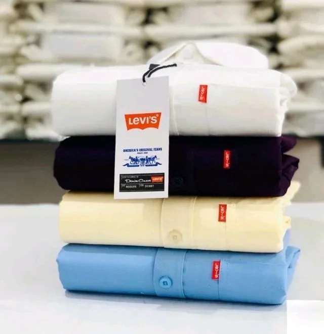 Levi Men's Premium Cotton Plain Shirt Combo (Pack of 4) - M