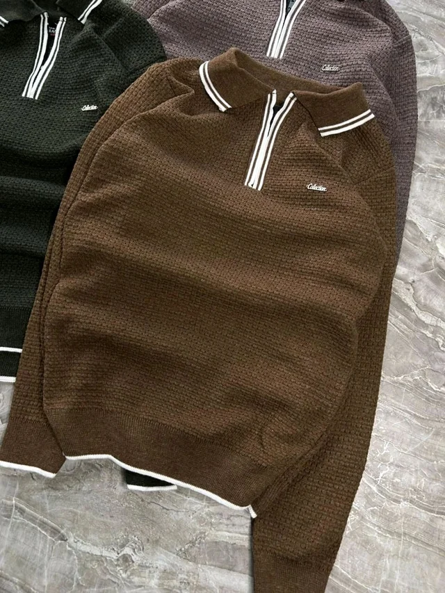 Men's Premium Textured Half-zip Winter Sweater - XXL