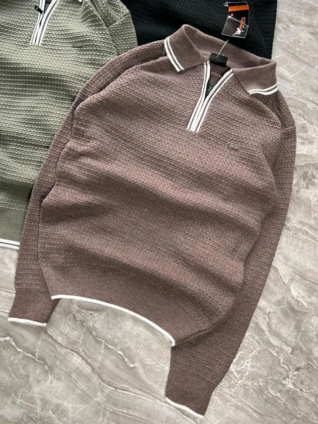 Men's Premium Textured Half-zip Winter Sweater - XL