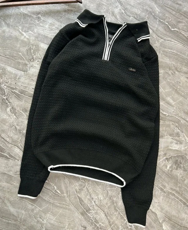 Men's Premium Textured Half-zip Winter Sweater - XL