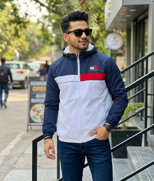 Men's Premium Colorblock Hooded Windcheater Jacket (1pc) - M