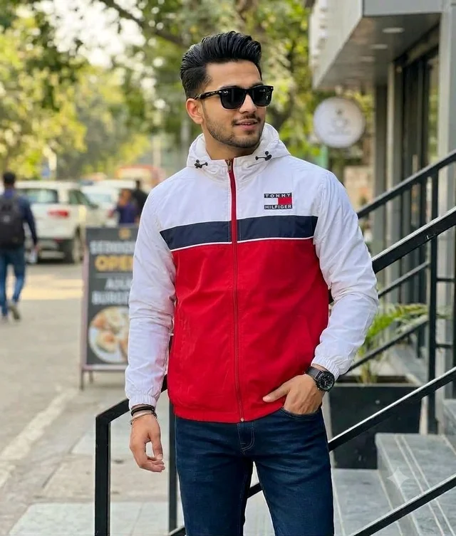 Men's Premium Colorblock Hooded Windcheater Jacket (1pc) - L