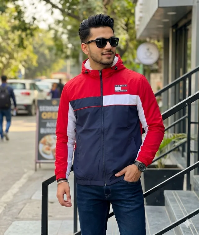 Men's Premium Colorblock Hooded Windcheater Jacket (1pc) - L