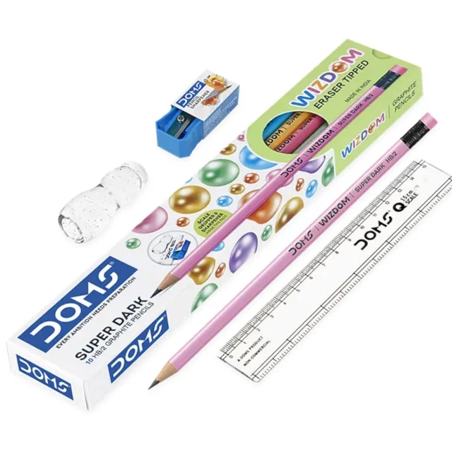 Doms Wizdom Eraser Tipped Super Dark Pencil (10 Pcs Set)