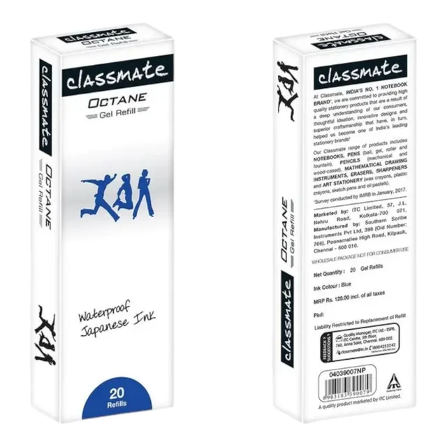 Classmate Octane Gel Pen Refill (20 Pc Refill) - Blue