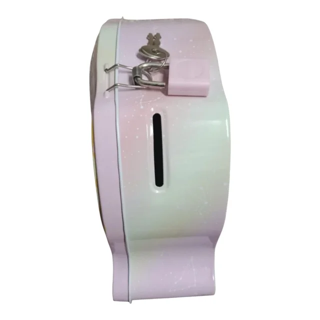 2 In 1 Metal Coin Box-Table Alarm Clock With Piggy Bank With Key & Lock - Blue