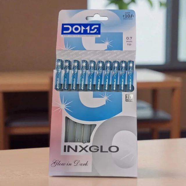 Doms DOMS INXGLO Glow Ball Pen 10 Pcs - Blue