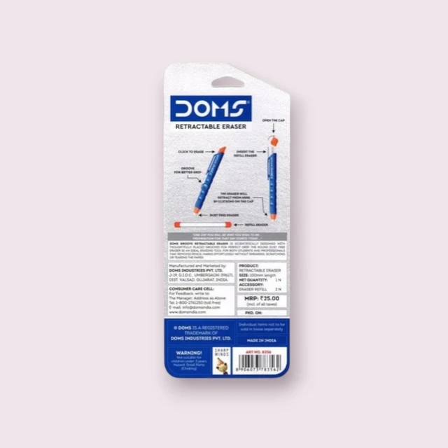 DOMS Groove Retractable Non-toxic Eraser (Colour May Vary)