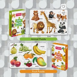 Aryans Tiny Mini Puzzle - Jigsaw Puzzles for Kids - Explore Animals, Fruits, Birds, Vegetables - Fun & Learn - Durable Educational Toys with Perfect Locking (Pack of 4)
