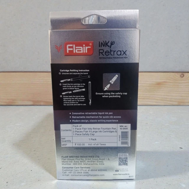 Flair Inky Retrax Retractable Fountain Pen With Safety Cap