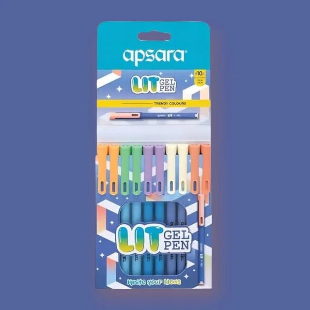 Apsara LIT Gel Pen Blue (Pack Of 10)