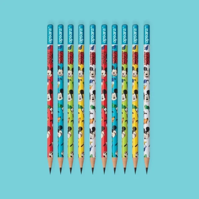 Apsara Disney Mickey Mouse Extra Dark Pencils| Pack Of 10|1 Sharpener| 1 Eraser| 1 Pencil Topper|
