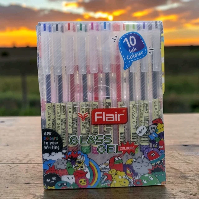 Flair Glass Gel Pen|Pack Of 10 Ink Colour