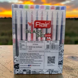 Flair Glass Gel Pen|Pack Of 10 Ink Colour
