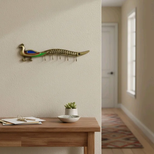 Peacock Design 5 Key Holder (22 Cm X 6 Cm)