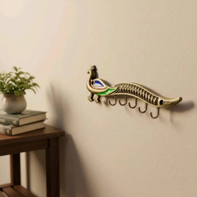 Peacock Design 5 Key Holder (22 Cm X 6 Cm)