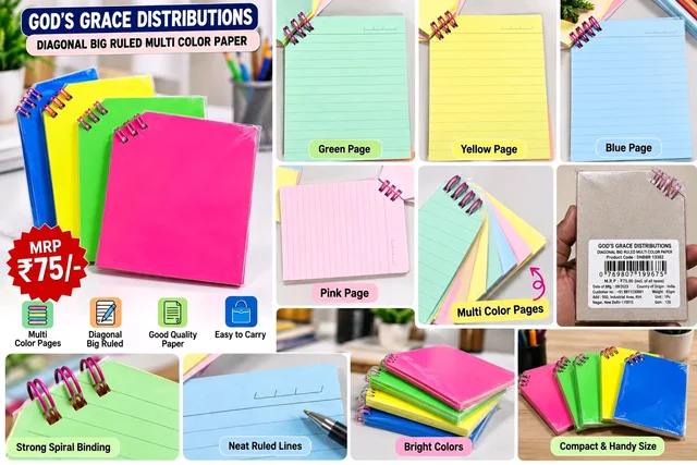 God Grace Distribution Digonal Big Ruled Multi Colour Paper
