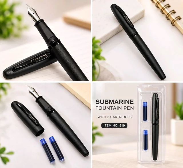 Submarine Mat Finish Fountain Pen with Cartridges (919)