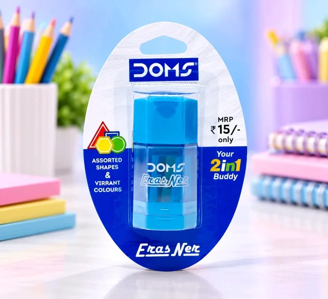 DOMS 2 In 1 Erasner Sharpner 1 Pc(Colour May Vary)