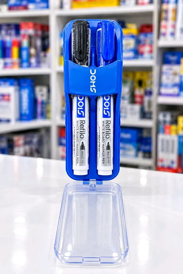 DOMS Magnetic White Board Duster Including 1 Blue & 1 Black White board Marker