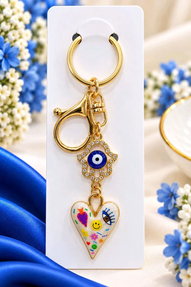 Evil Eye Heart Shape Keychain
