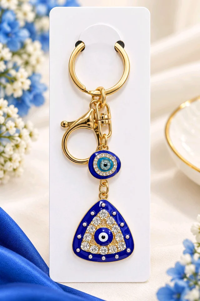 Evil Eye Triangle Shape Keychain